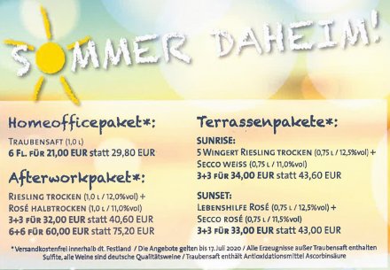 Die Weinpakete "Sommer-Daheim"
